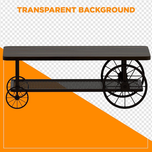 3d render rectangular table with transparent background