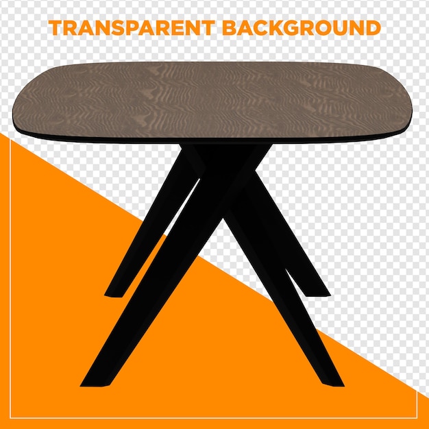 3d render rectangular table with transparent background