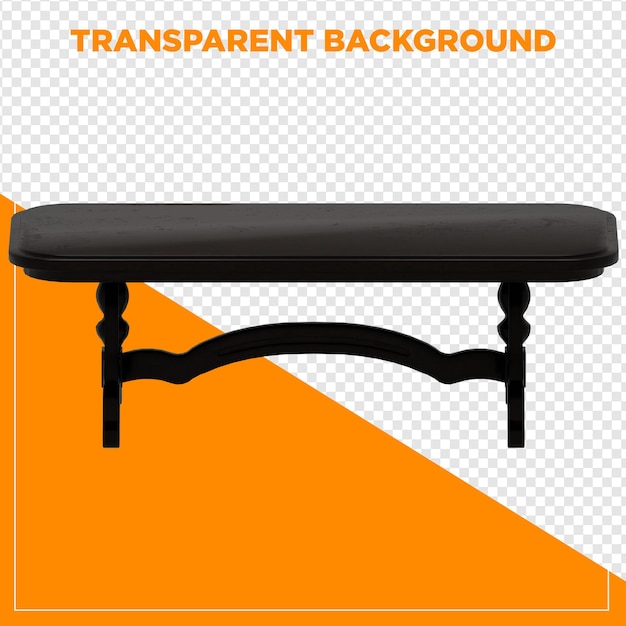 3d render rectangular table with transparent background