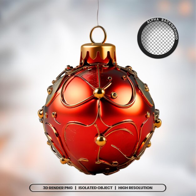 3D Render Red Ball de Navidad Bola de Natal Icon del elemento del sello PSD PNG