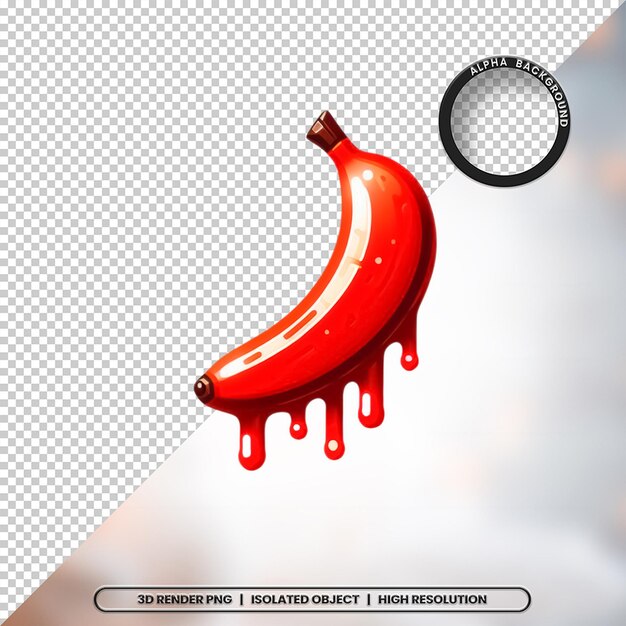 3D Render Red Banana Milk Orgasm Element Icon PSD PNG (Rendering en 3D de la leche de plátano roja y el orgasmo del elemento)