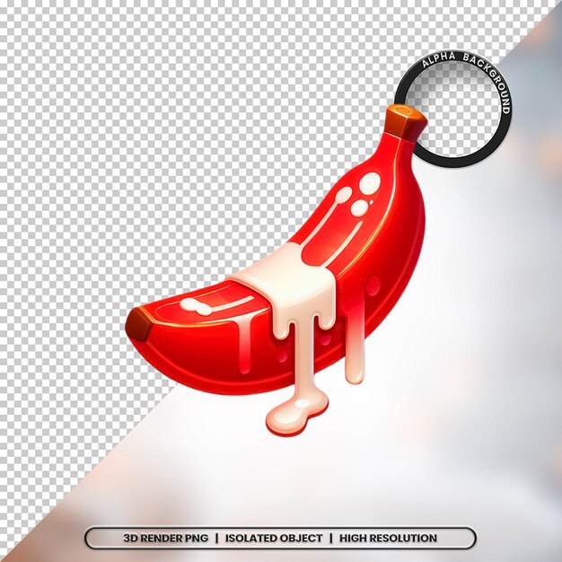 3D Render Red Banana Milk Orgasm Element Icon PSD PNG (Rendering en 3D de la leche de plátano roja y el orgasmo del elemento)