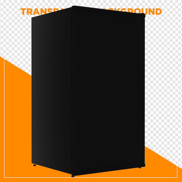 3d render refrigerador negro con fondo transparente