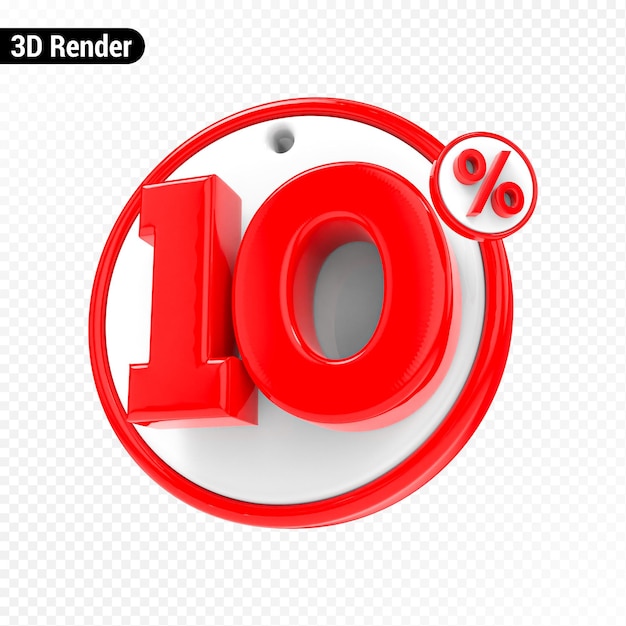 3d Render rojo Número porcentual