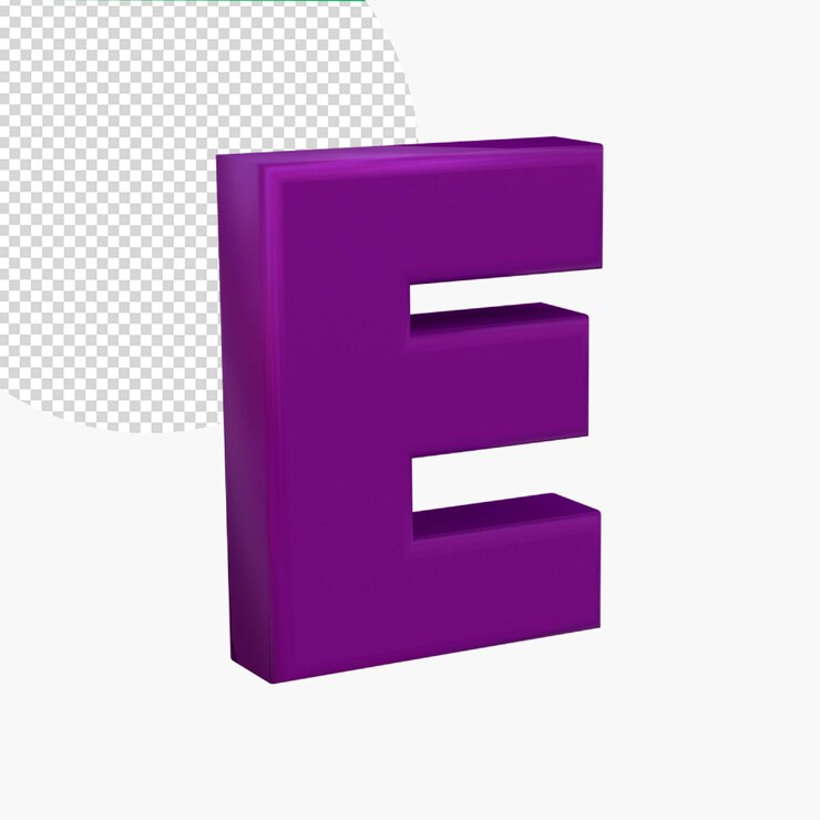 3D render rosa alfabeto letra E