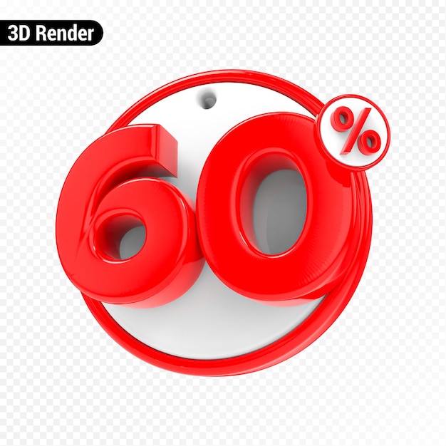 3d Render rosso Numero percentuale