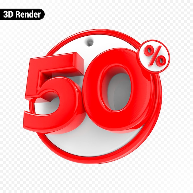 3d Render rosso Numero percentuale