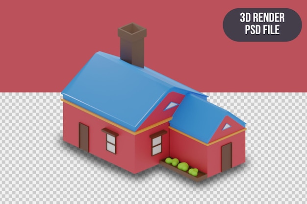 PSD 3d-render rotes haus