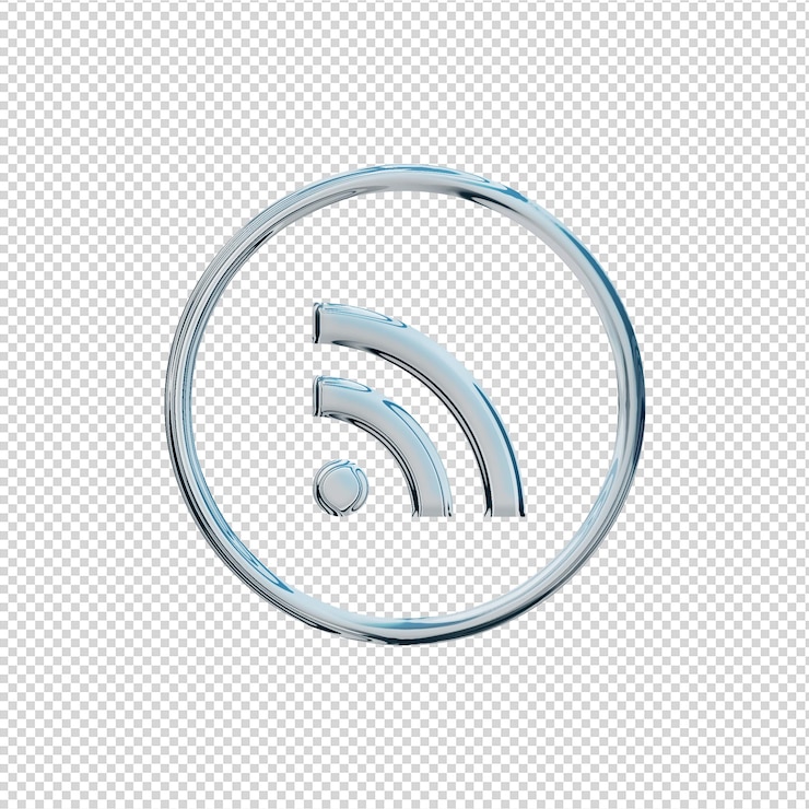 PSD 3d render rss icon chrome glossy