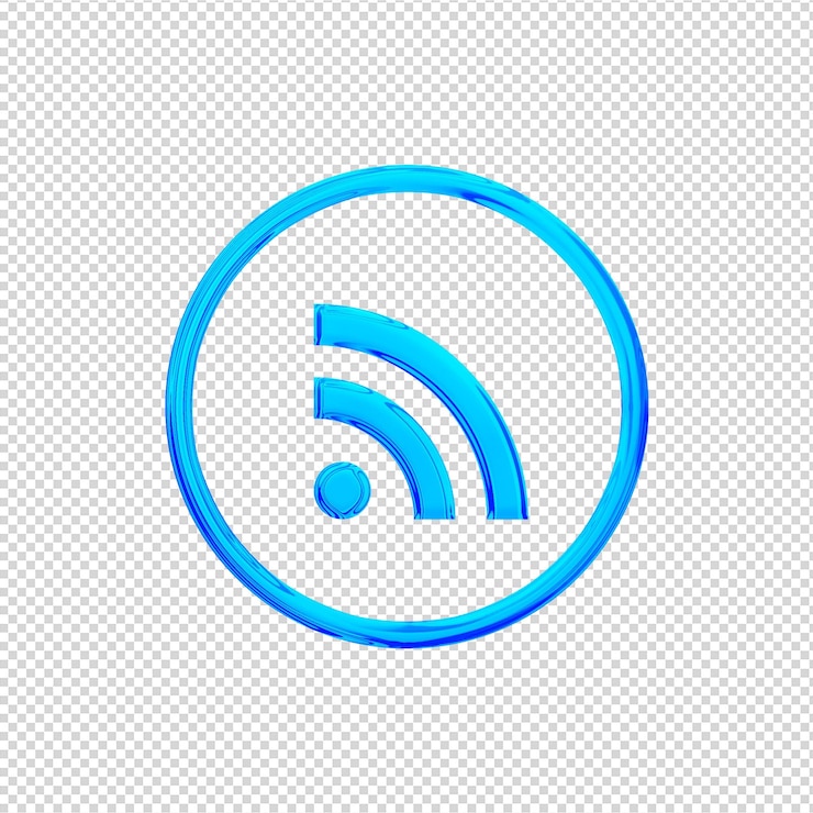 PSD 3d-render-rss-symbol glänzend blau