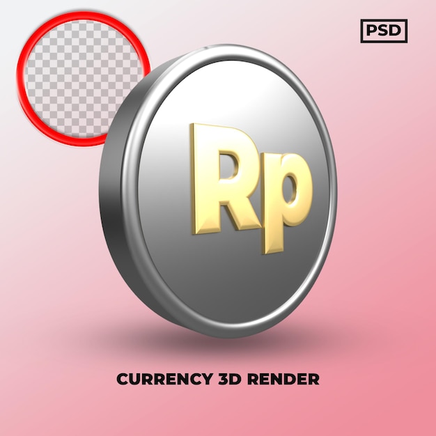 3d render rupia símbolo de moneda indonesio