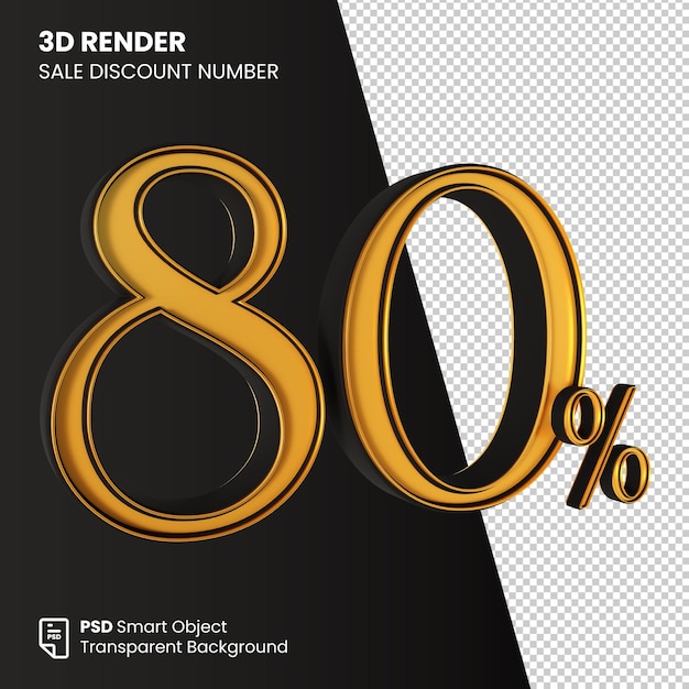 3d Render Sale Discount Number 80 % Or Noir