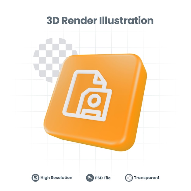 3D Render salva icona file per la promozione sui social media dell'app mobile Web
