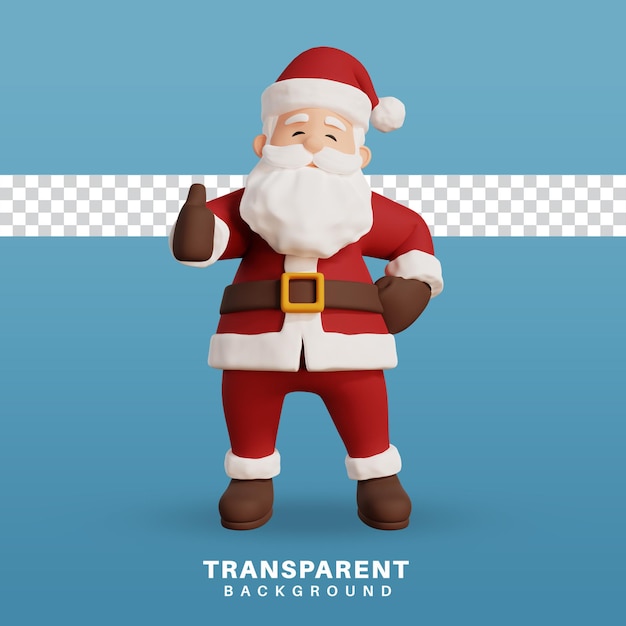 PSD 3d, render, santa, carácter, dar, pulgar, arriba