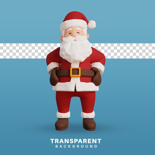 3d, render, santa, carácter, mano, en, cadera