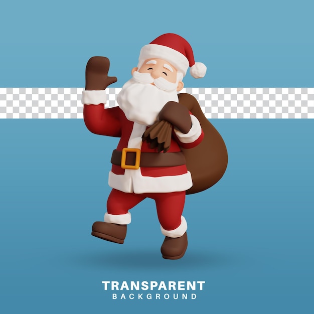 PSD 3d render santa personaje entregando regalo