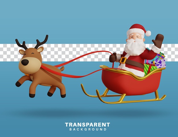 PSD 3d render santa personaje entregando regalo