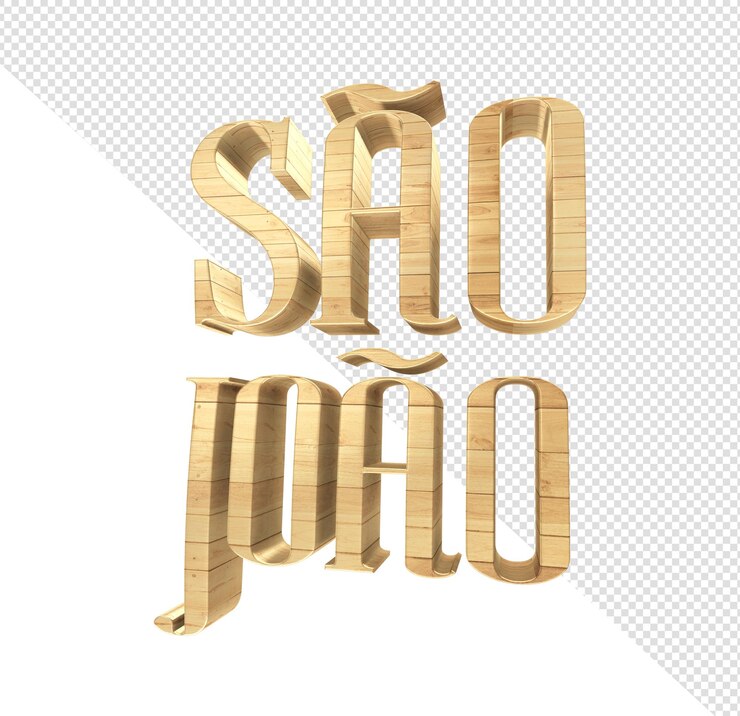 PSD 3d render sao joao con madera para fiesta en fiesta junina brasileña