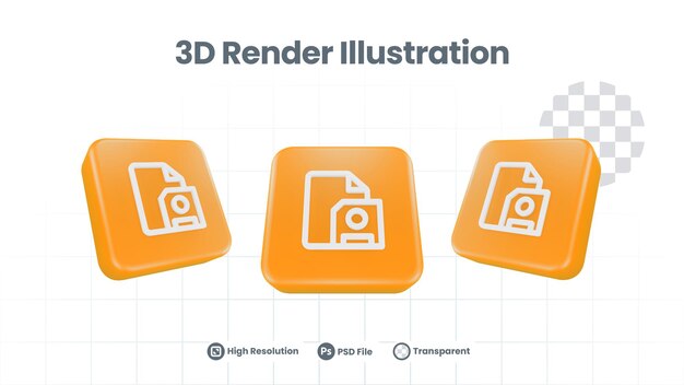 3d render save file icon for web mobile app social media promotion