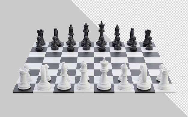 3D-Render-Schachbrett mit Figuren