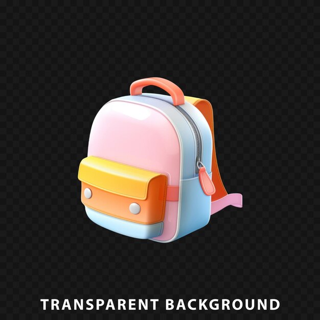 PSD 3d-render schule rucksack isoliert auf transparentem hintergrund