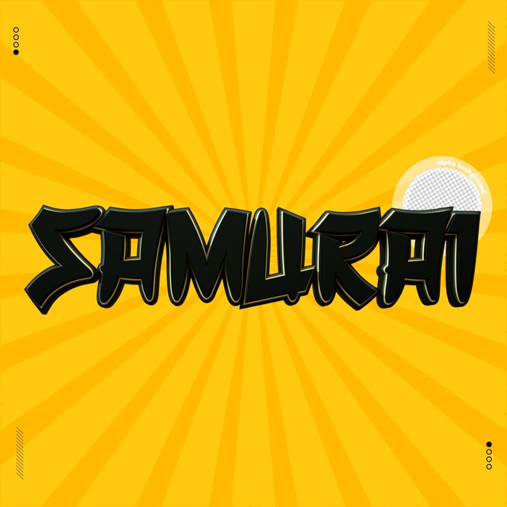 PSD 3d render seal text samurai japanese