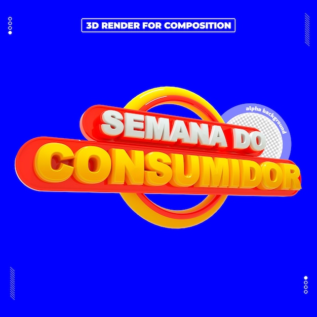 PSD 3d render selo supermercado brasil semana do consumidor