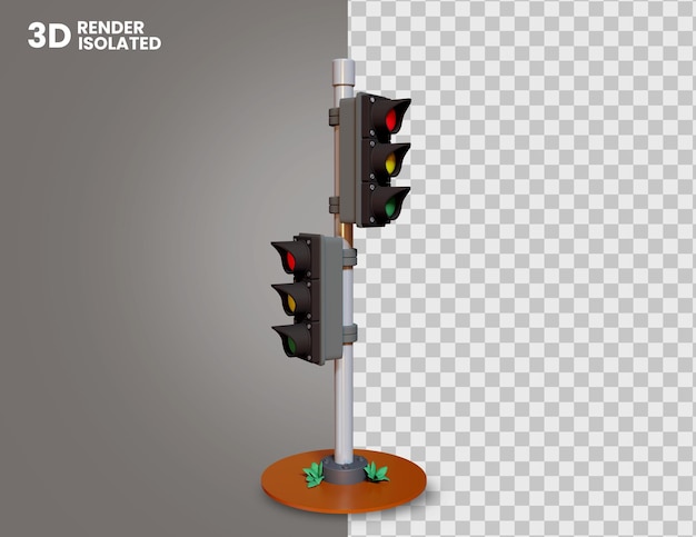 3d render semáforo icono aislado