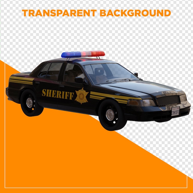 PSD 3d render sheriff car with transparent background
