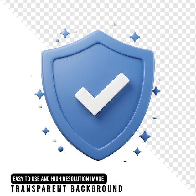 3D-Render-Sicherheitsschild mit Kontrollzeichen - Schutz-Symbol