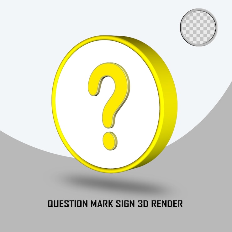 PSD 3d render signo de interrogación signo amarillo color blanco