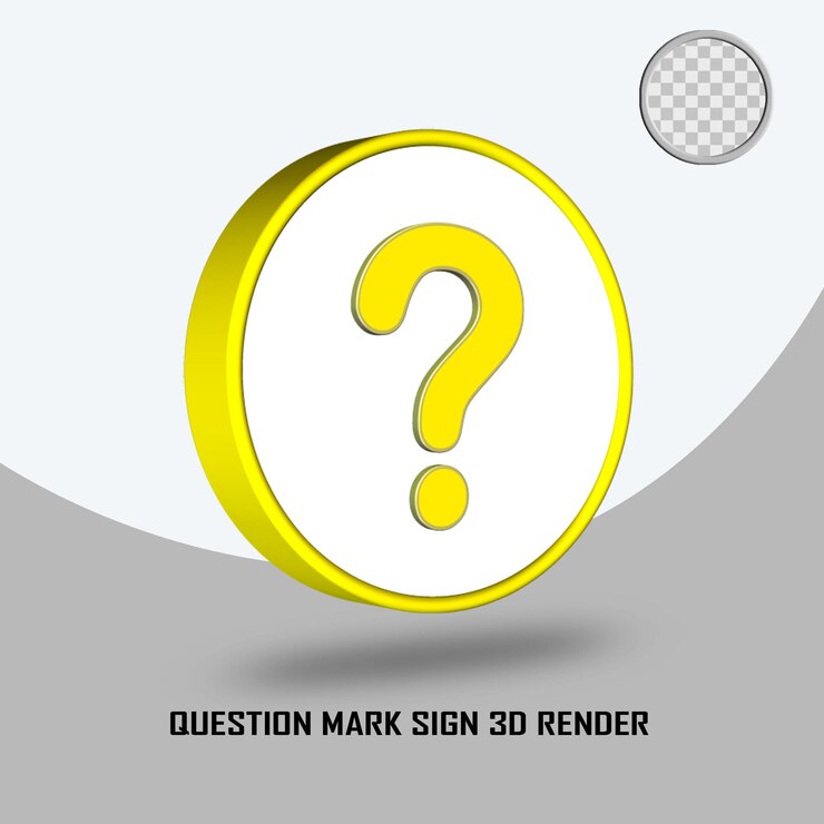 PSD 3d render signo de interrogación signo amarillo color blanco
