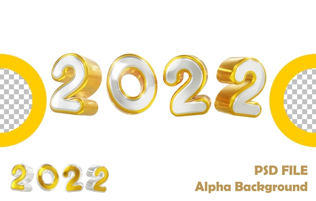 3D Render Silber und Gold 2022 Neujahr Alpha Hintergrund