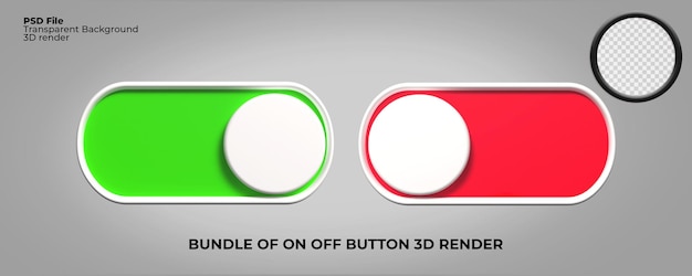 3d render en símbolo de botón de apagado transparente
