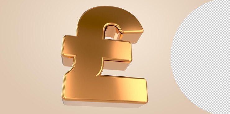PSD 3d render símbolo de moneda de libra esterlina con fondo transparente