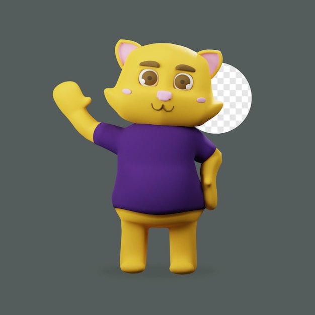 3D Render Simpatico personaggio gatto Say Hay