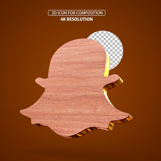 PSD 3d render snapchat icono de madera y oro resolución 4k