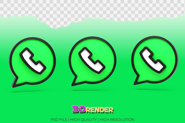 3d render social media set iconos fondo transparente