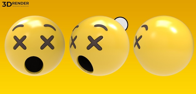 3d render Sonriente Entrecerrar los ojos wow Cara emoji sobre fondo transparente