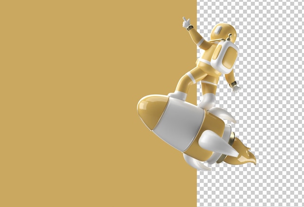 3D Render Spaceman Astronaut Fliegende Rakete