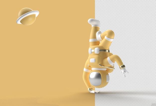 3D Render Spaceman Astronaut Yoga Gestes Fichier PSD Transparent.