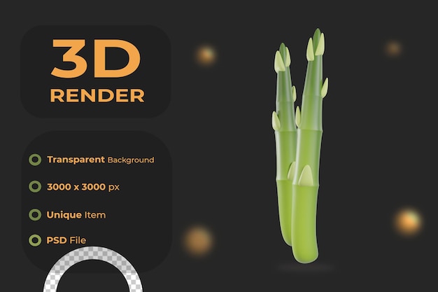 PSD 3d-render-spargel-objekt