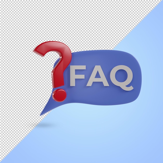 3d render speech bubble icon e punto interrogativo con FAQ writing