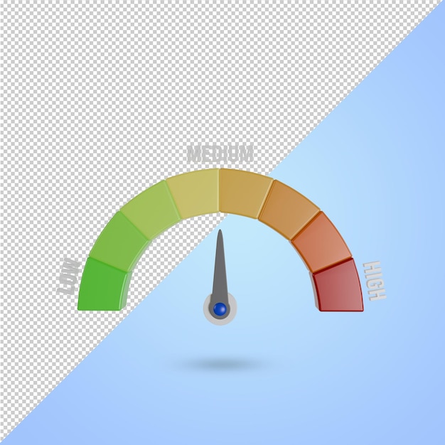 3d render speedometer with needle showing medium size concept as a measure of speed health