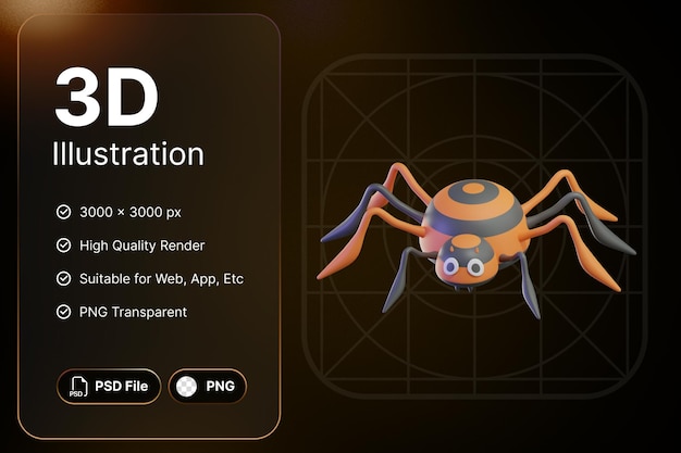 3d-render-spinnenobjekt halloween-tag-konzept modernes design
