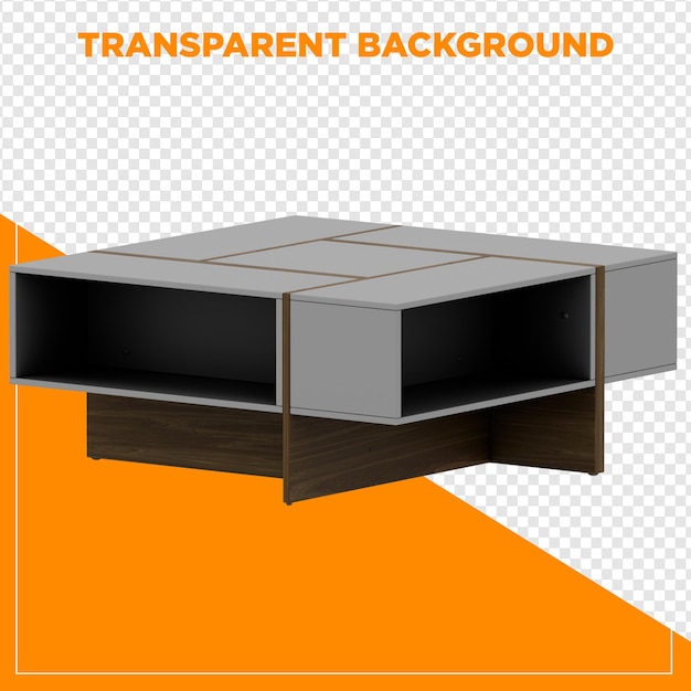 3d render square table with transparent background