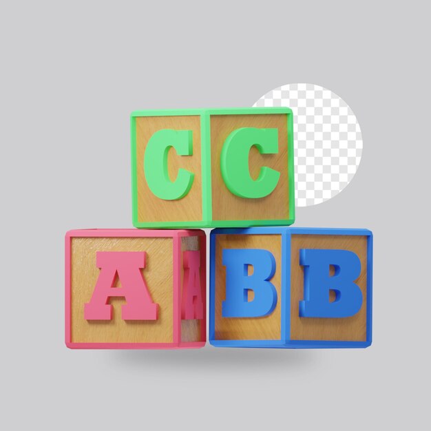 PSD 3d render-stack-alphabet-block