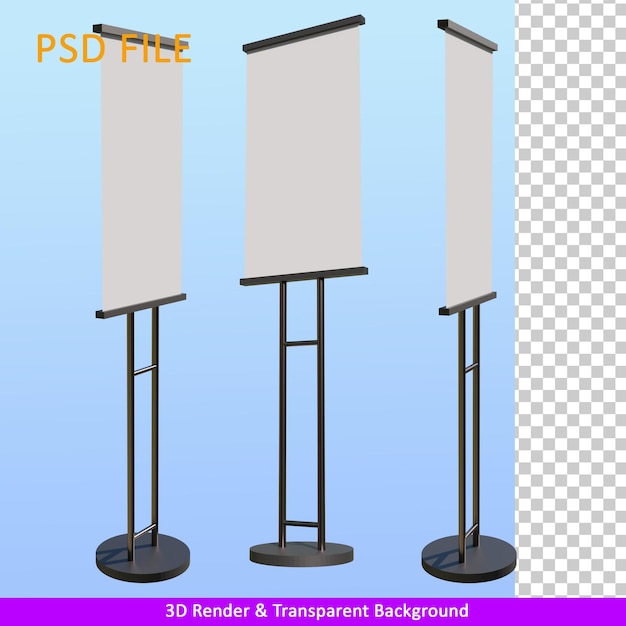 PSD 3d render stand de publicidad exterior