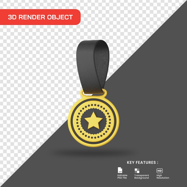 PSD 3d-render-stern-medaillensymbol