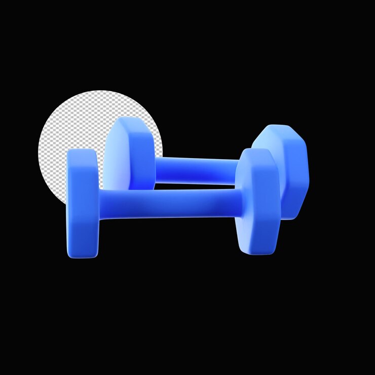 PSD 3d render style two dumbbell elemento sobre fondo de círculo blanco png
